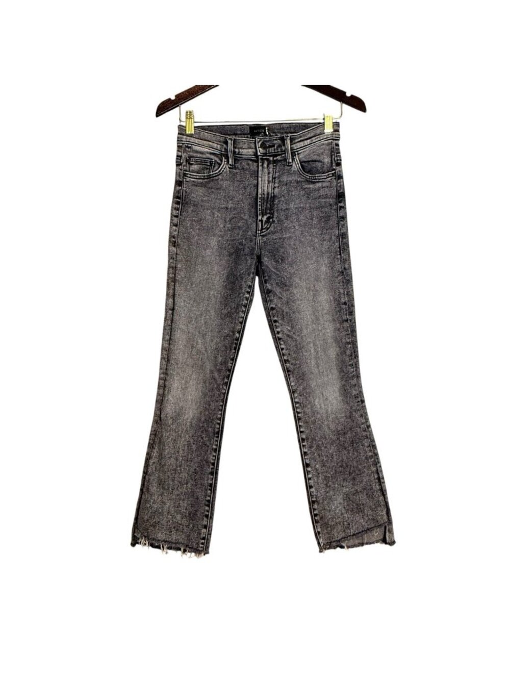 Mother Inside Crop Step Fray Train Stops Jeans Women Size 27 Distressed Acid